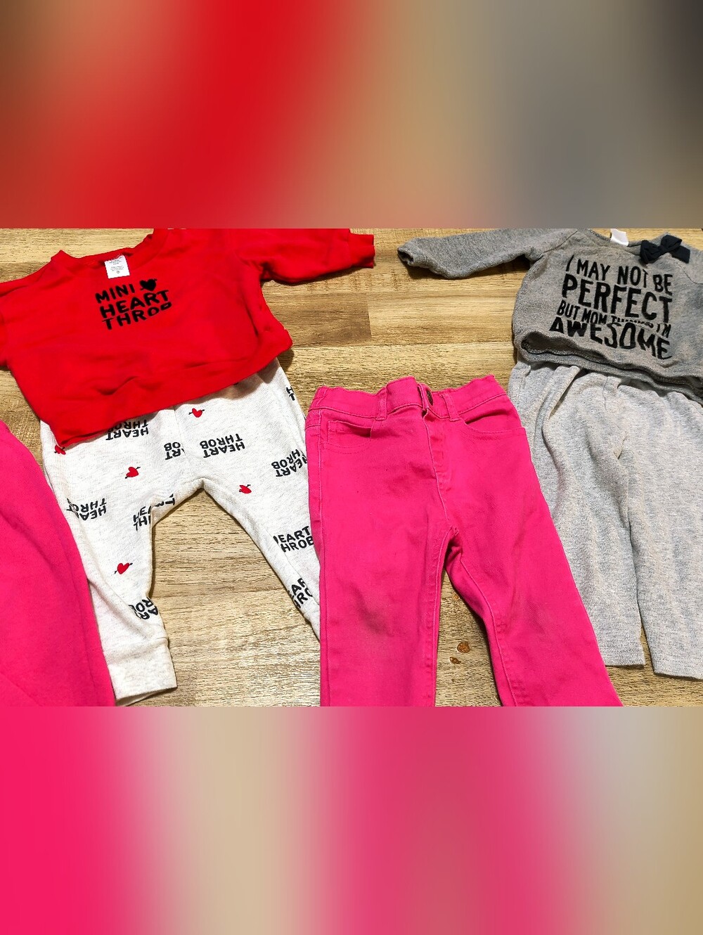 Lot Of Baby Girl 6-9 Months Cloths 2 Outfits And 2 Pairs Of Pants